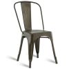 Set of 4 Stacking Metal Bistro Dining Chairs in Copper Finish with Wide Seat