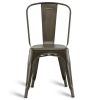 Set of 4 Stacking Metal Bistro Dining Chairs in Copper Finish with Wide Seat