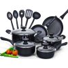 15-Piece Non-Stick Kitchen Cookware Set in Black