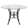 Contempory 45-inch Round Glass Dining Table with Black Metal Frame