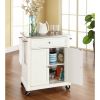 Stainless Steel Top Portable Kitchen Island Cart in White Finish