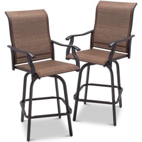 Set of 2 Brown All-Weather Mesh Swivel Bar stools