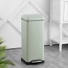 8-Gallon Retro Stainless Steel Step-On Trash Can in Light Mint Green Finish