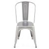 Set of 4 Indoor Outdoor Metal Stacking Bistro Dining Chairs in Silver Finish