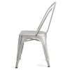 Set of 4 Indoor Outdoor Metal Stacking Bistro Dining Chairs in Silver Finish