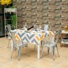 Set of 4 Indoor Outdoor Metal Stacking Bistro Dining Chairs in Silver Finish