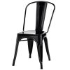 Set of 4 Indoor Outdoor Black Metal Stacking Bistro Dining Chairs