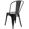 Set of 4 Indoor Outdoor Black Metal Stacking Bistro Dining Chairs