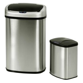 Modern No-Touch Motion Activated Kitchen Trash Can - Set of 2