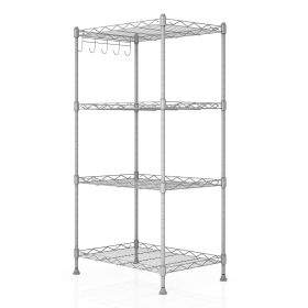 Silver Metal 4-Shelf Wire Shelving Unit Storage Rack