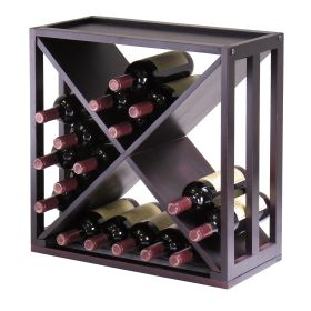 24-Bottle Modern Wine Rack Modular and Stackable in Espresso