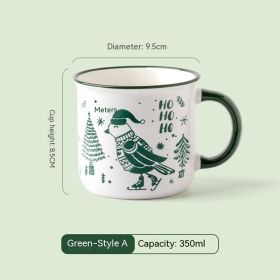 Christmas Mug Creative Cute Cartoon Ceramic Cup (Option: Pattern A Green-301to400ml)