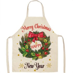 Christmas Apron Linen Oil-proof Anti-fouling Gingham Check Ginger Cake Household Bib Halter (Option: 1style-38x47cm)