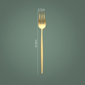 Household Hotel Restaurant Steak Stainless Steel Knife, Fork And Spoon (Option: Gold Matte Dinner Fork)