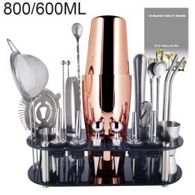 Boston Cocktail Shaker Bar Tools Wine Mixer Set (Option: Rose Gold-800or600ml Rack)