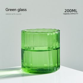 Cold And Cold Resistant Vertical Grain Glass Cup (Option: Green Stripe Cup-201 To 300ml)