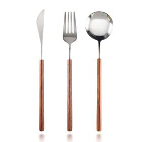 Stainless Steel Western Tableware Retro Rosewood Wooden Handle Knife, Fork And Spoon (Option: set)