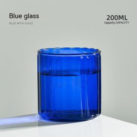 Cold And Cold Resistant Vertical Grain Glass Cup (Option: Blue Stripe Cup-201 To 300ml)