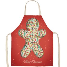 Christmas Apron Linen Oil-proof Anti-fouling Gingham Check Ginger Cake Household Bib Halter (Option: 15style-38x47cm)