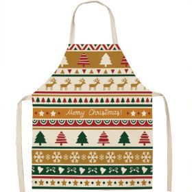 Christmas Apron Linen Oil-proof Anti-fouling Gingham Check Ginger Cake Household Bib Halter (Option: 16style-38x47cm)