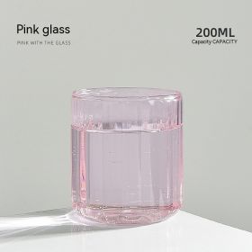 Cold And Cold Resistant Vertical Grain Glass Cup (Option: Pink Stripe Cup-201 To 300ml)