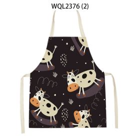 Anti-fouling Cartoon Apron Kitchen Printing Sleeveless Blouse (Option: WQL2376 2-68 55cm)