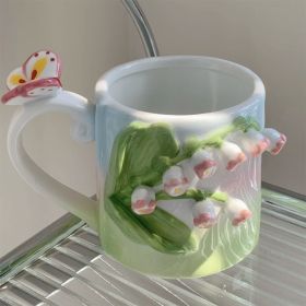 Girl Tulip Girl Heart Hand Painted Mug Ceramic (Option: Embossed Lily-Default)