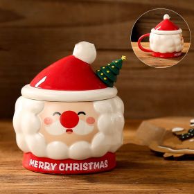 Creative Christmas Ceramic Cup With Cover Spoon Large Capacity (Option: Cute-430ml)