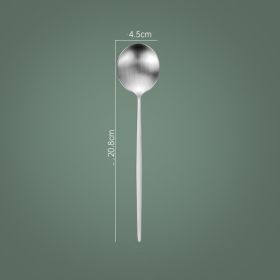 Household Hotel Restaurant Steak Stainless Steel Knife, Fork And Spoon (Option: Silver Matte Spoon)