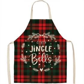 Christmas Apron Linen Oil-proof Anti-fouling Gingham Check Ginger Cake Household Bib Halter (Option: 13style-38x47cm)