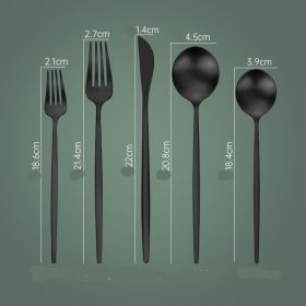 Household Hotel Restaurant Steak Stainless Steel Knife, Fork And Spoon (Option: Black Five Main Pieces)