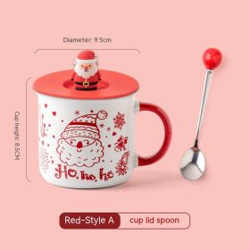 Christmas Mug Creative Cute Cartoon Ceramic Cup (Option: Pattern A Red With Cover Spoon-301to400ml)