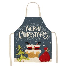 Cartoon Christmas Elk Santa Claus Printed Linen Sleeveless Apron (Option: W 20020-47x38cm)