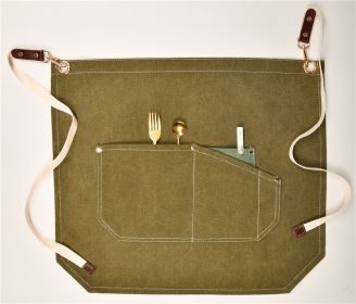 Baked Denim Canvas Leather Short Apron (Option: L Army Green)