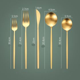 Household Hotel Restaurant Steak Stainless Steel Knife, Fork And Spoon (Option: Gold Five Main Pieces)