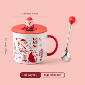 Christmas Mug Creative Cute Cartoon Ceramic Cup (Option: Pattern D Red With Cover Spoon-301to400ml)